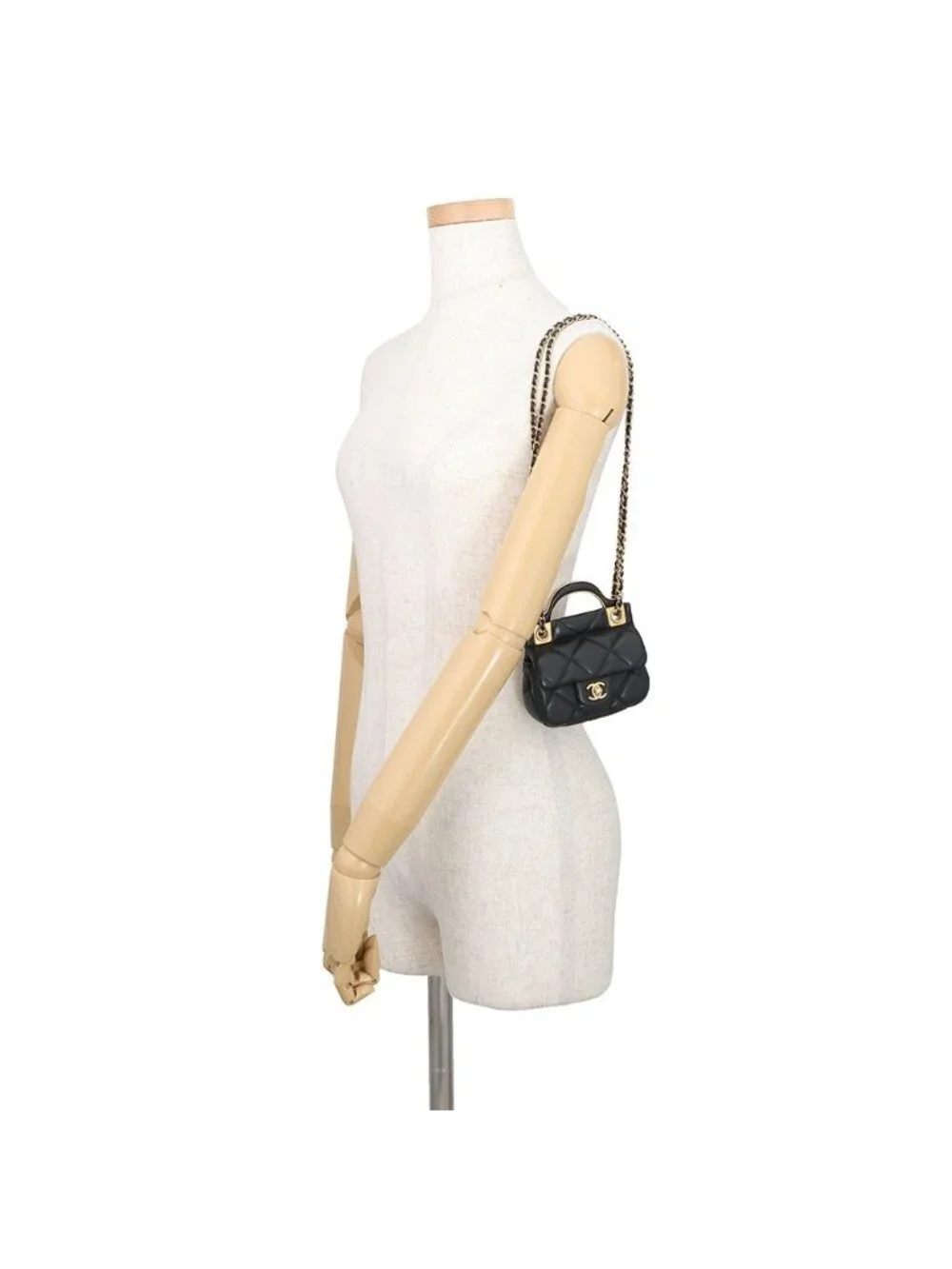 Chanel Chain Shoulder Bag Quilted CC Logo Lambskin Black